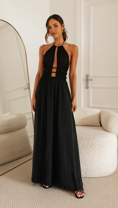 Sarafina Halter Dress (Black)