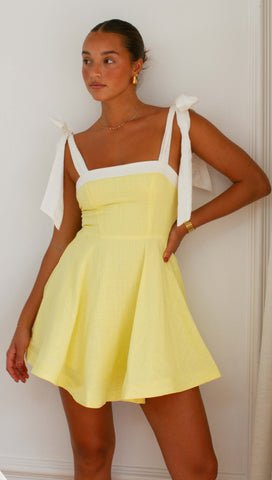 Edin Mini Dress (Lemon & Cream)