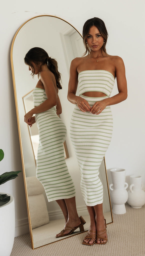 Lorissa Dress (Sage Stripe)