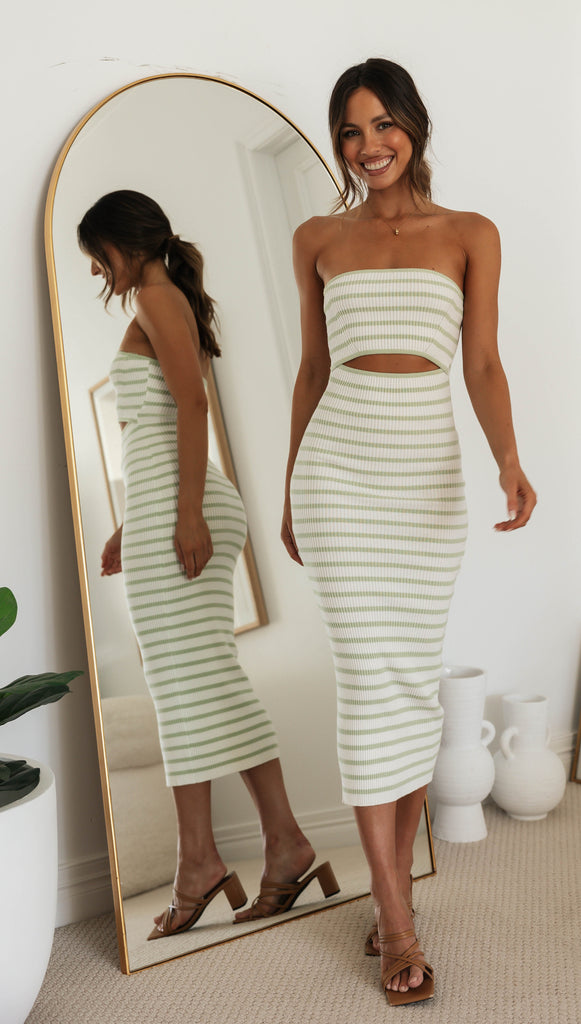 Lorissa Dress (Sage Stripe)