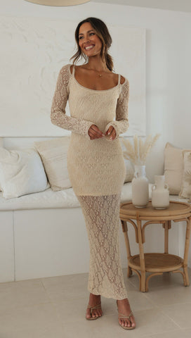 Romanie Crochet Dress (Oat)