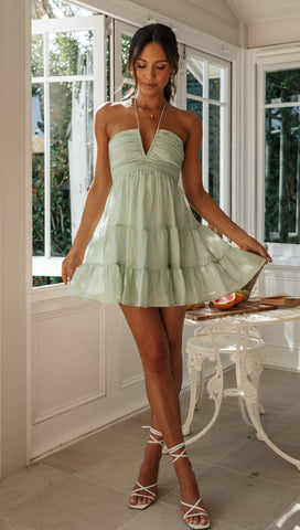 Leylah Mini Dress (Sage)