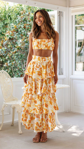 Amalfi Maxi Skirt (Tangerine)