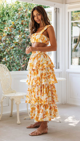 Amalfi Maxi Skirt (Tangerine)