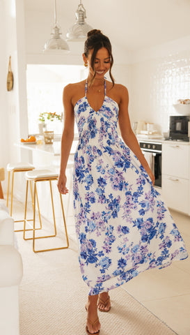 Marigold Maxi Dress (Blue/White Floral)